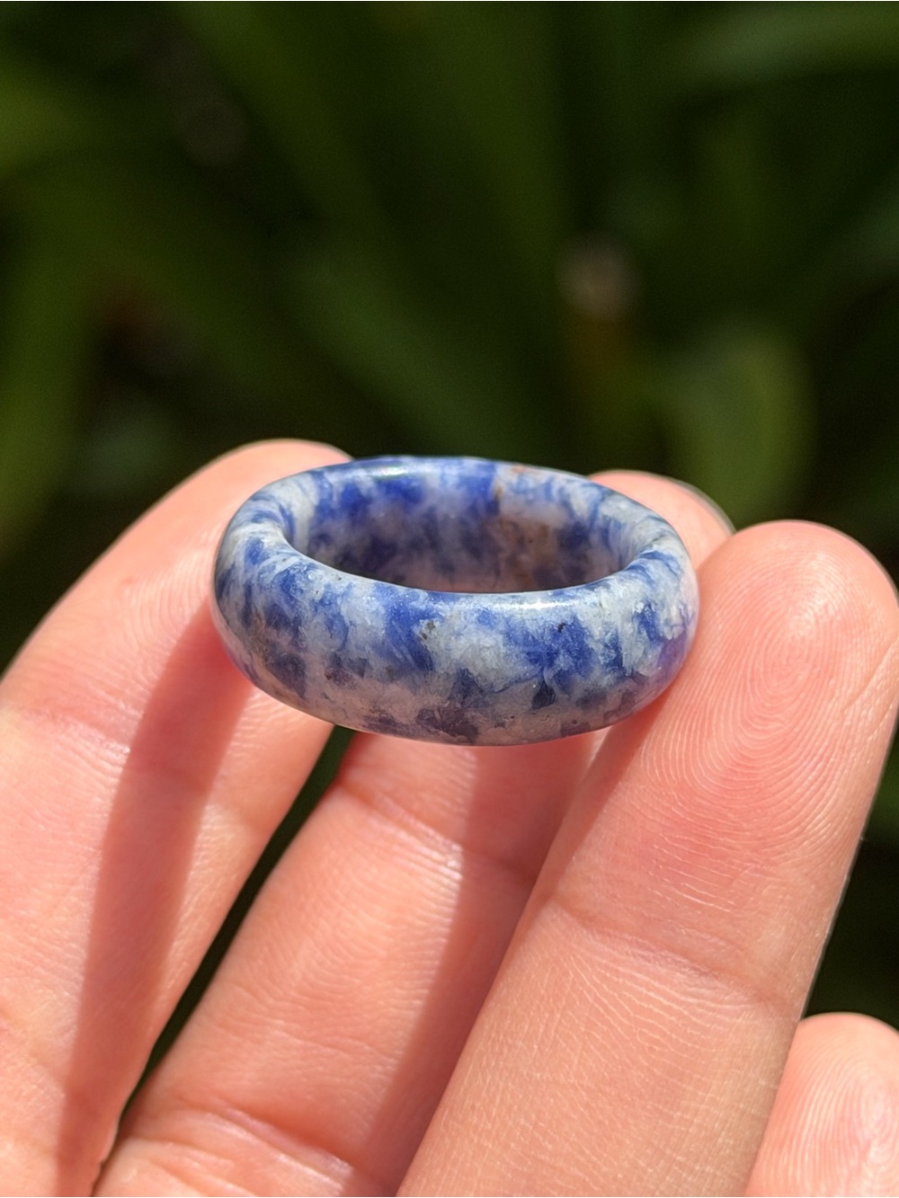 Blue Marbled Stone Band Ring - Women Jewelry Palo